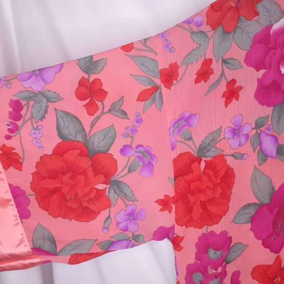 Vintage Victorias Secret Robe Pink Floral One Size Gold Label - Picture 3 of 10